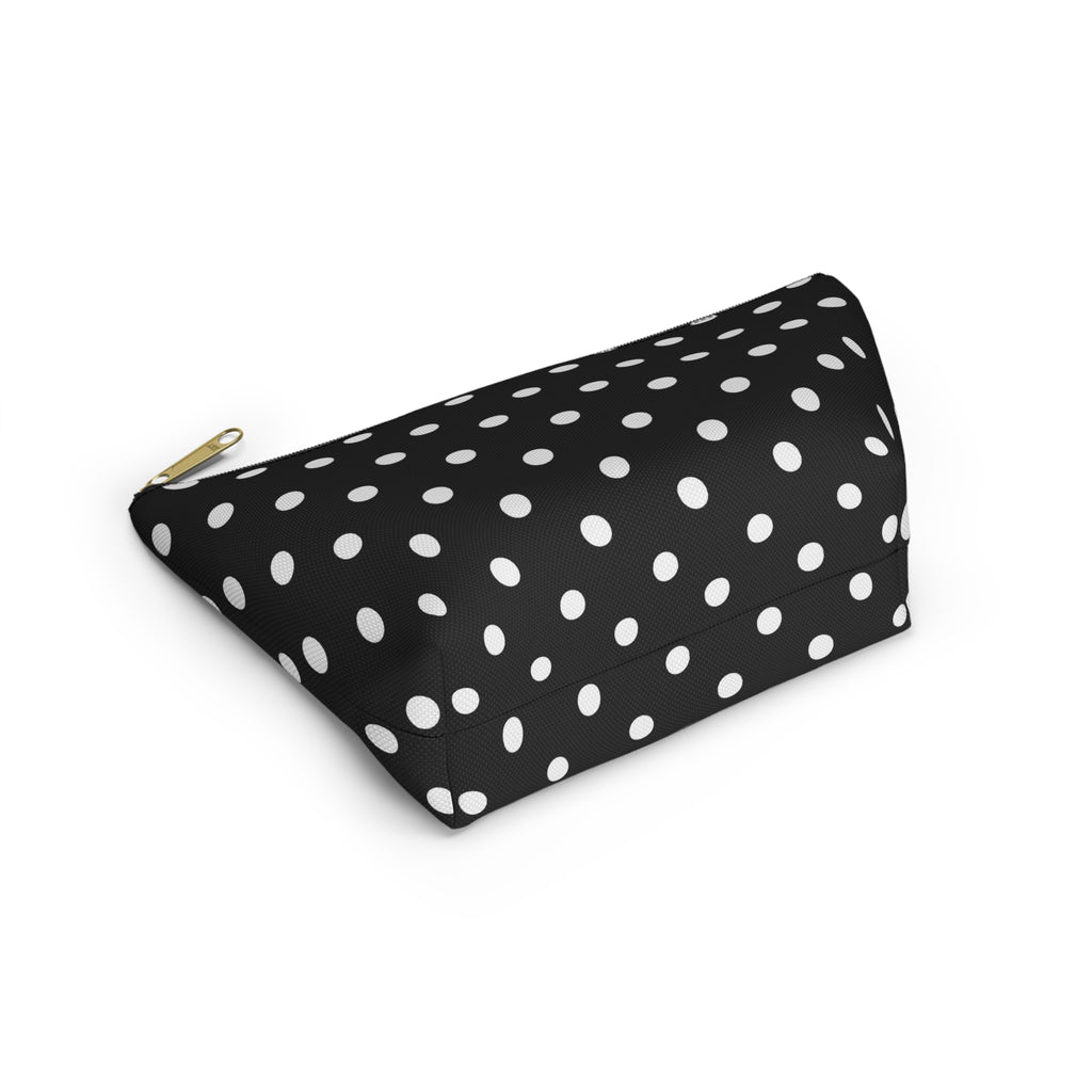 Black Polka Dot Accessory Pouch w T-bottom | Cosmetic Bag