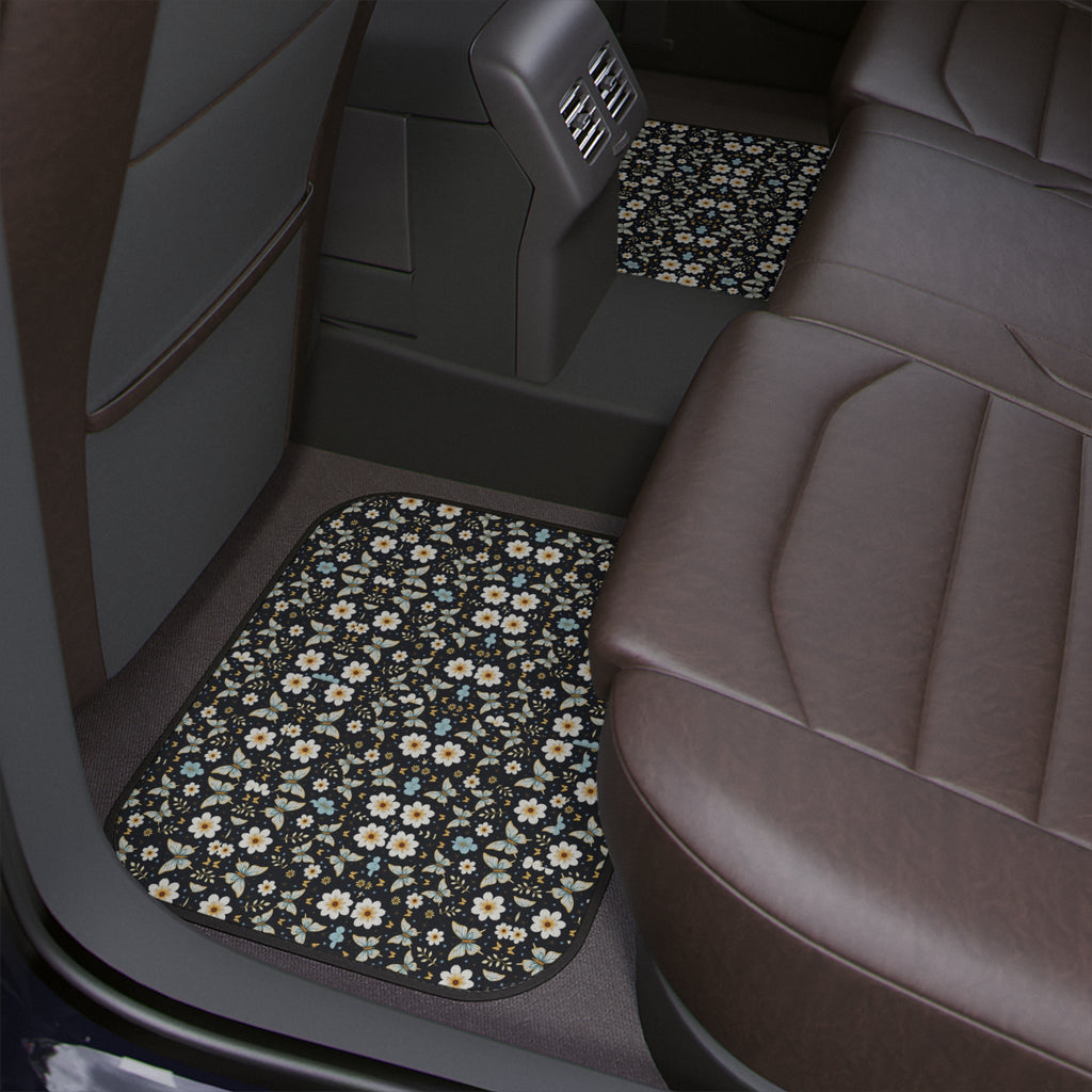Butterfly Floral Car Floor Mat, 1pc - Blue Design, Vehicle Carpet Rug, Auto Protection Accessories, Gift for Nature Lovers, Customizable