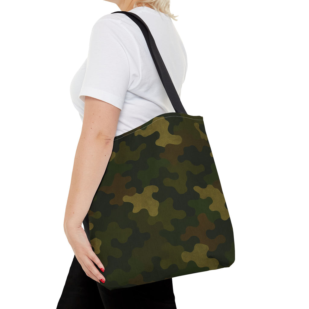 Green Camo Pattern Tote Bag | All-Over Print Canvas Tote