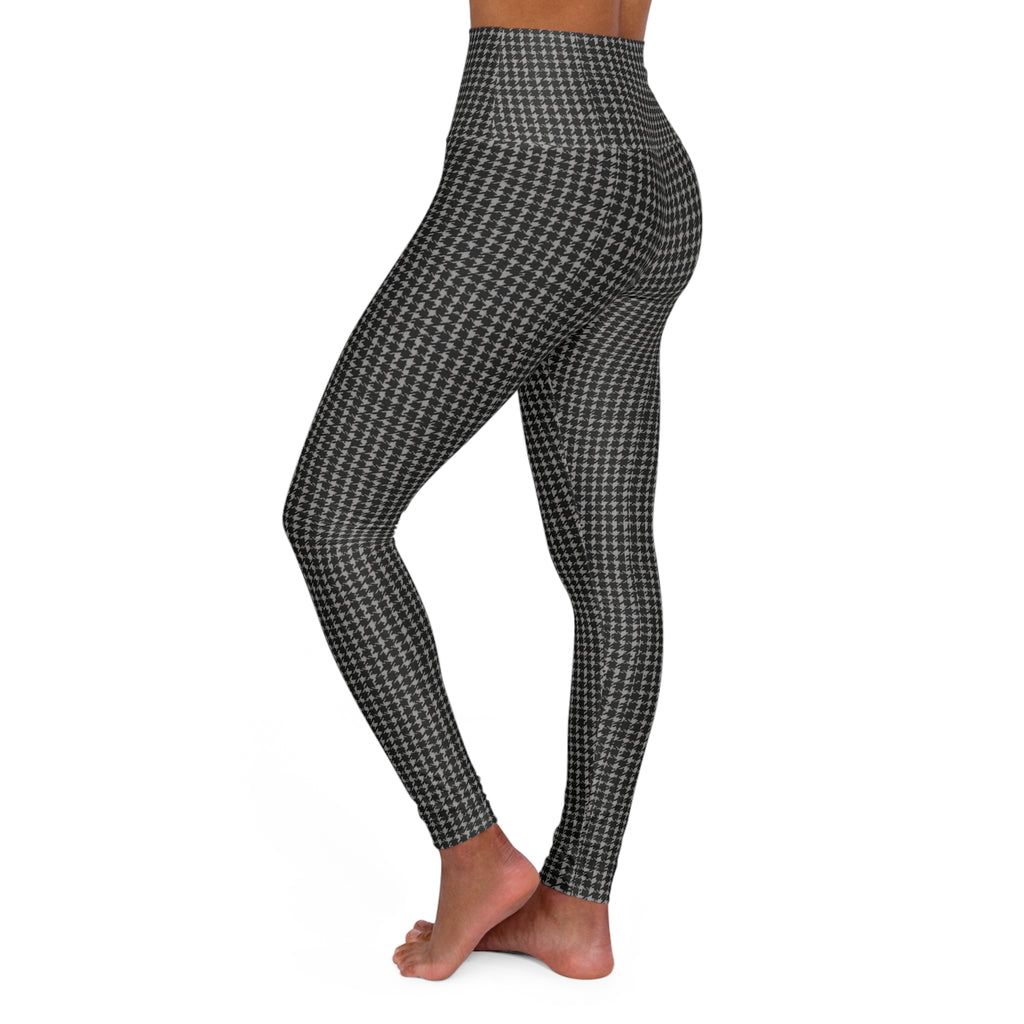 Black Gingham Pattern High Waisted Yoga Leggings | Plaid Activewear