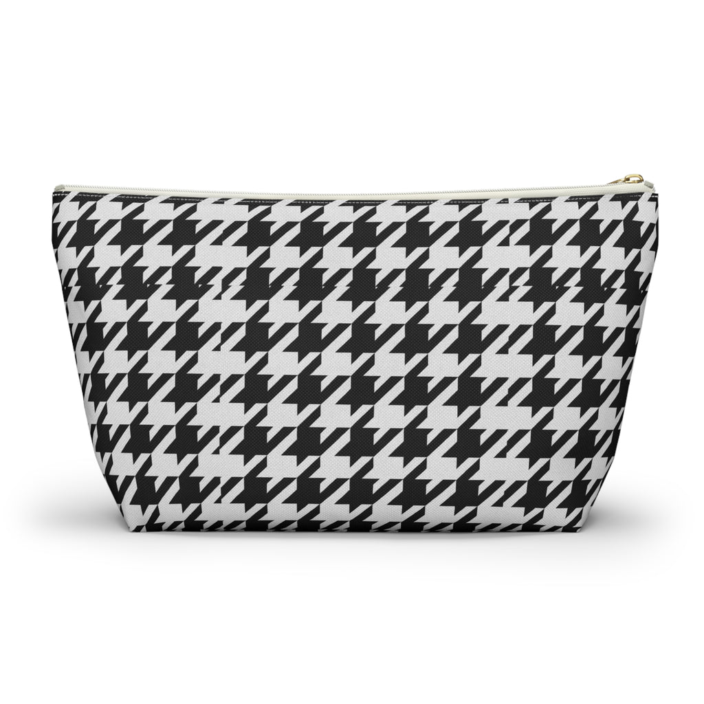Black and White Houndstooth Accessory Pouch