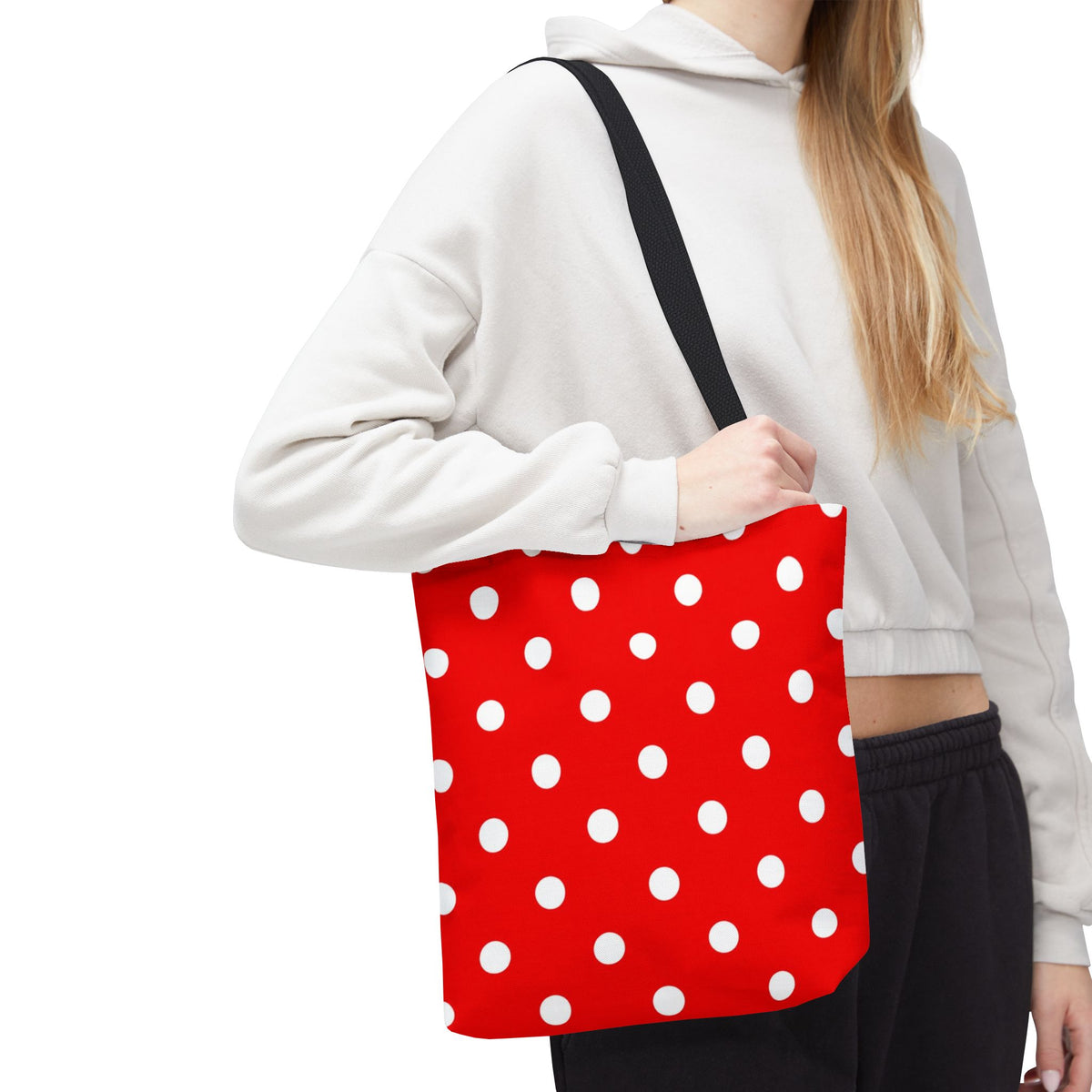 Red Polka Dot Tote | White Dots on Red Canvas