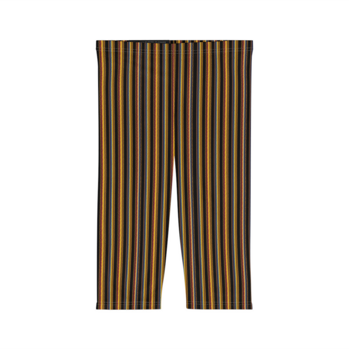 Autumn Stripe Capri Leggings | Vertical Fall Stripe Capri