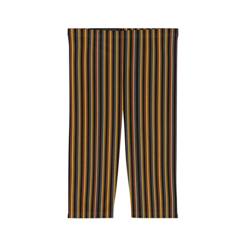 Autumn Stripe Capri Leggings | Vertical Fall Stripe Capri