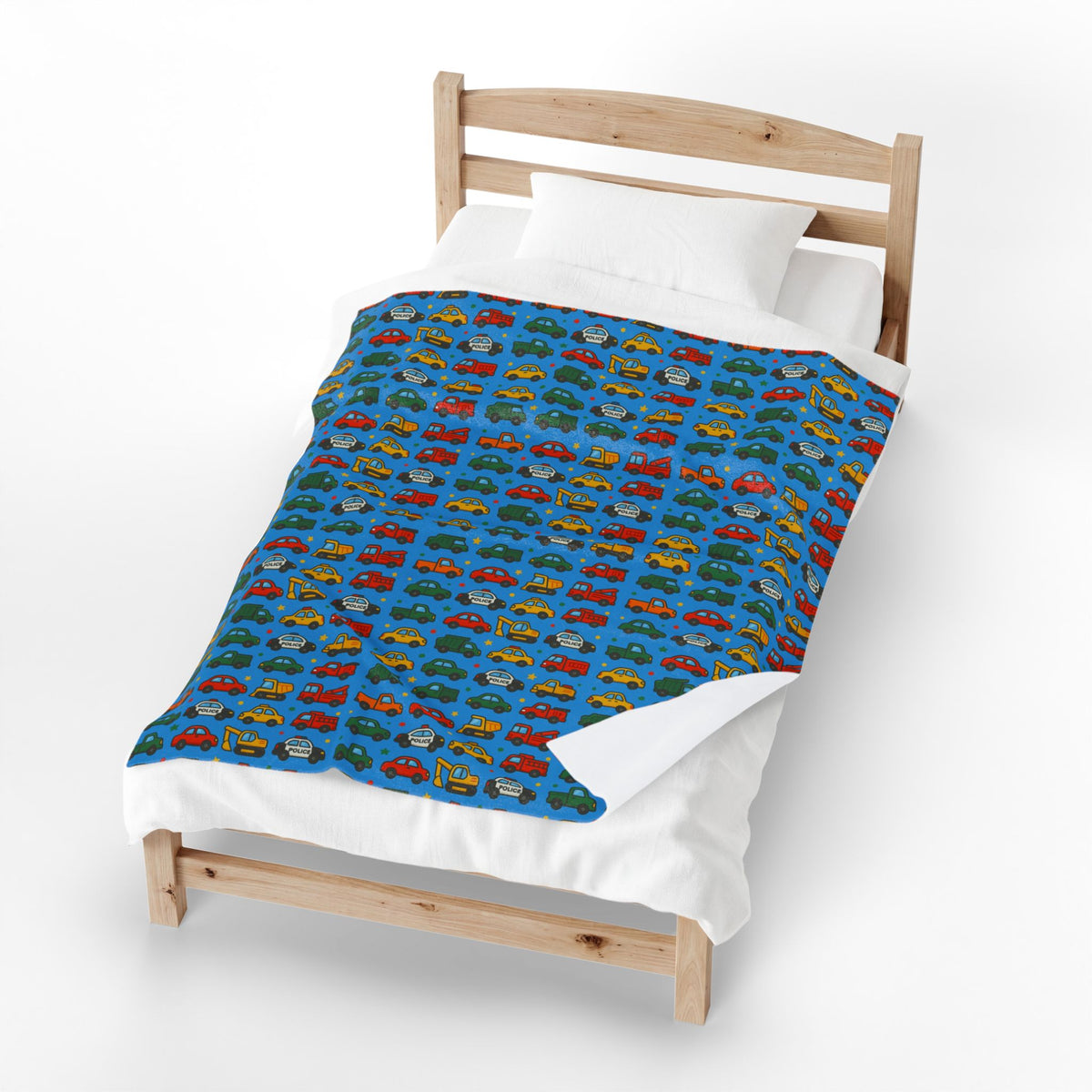 Colorful Toy Cars Pattern Velveteen Plush Blanket | Kids Car Print Throw