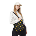 Gold Polka Dot Tote Bag | Black Background, Metallic Spot Pattern