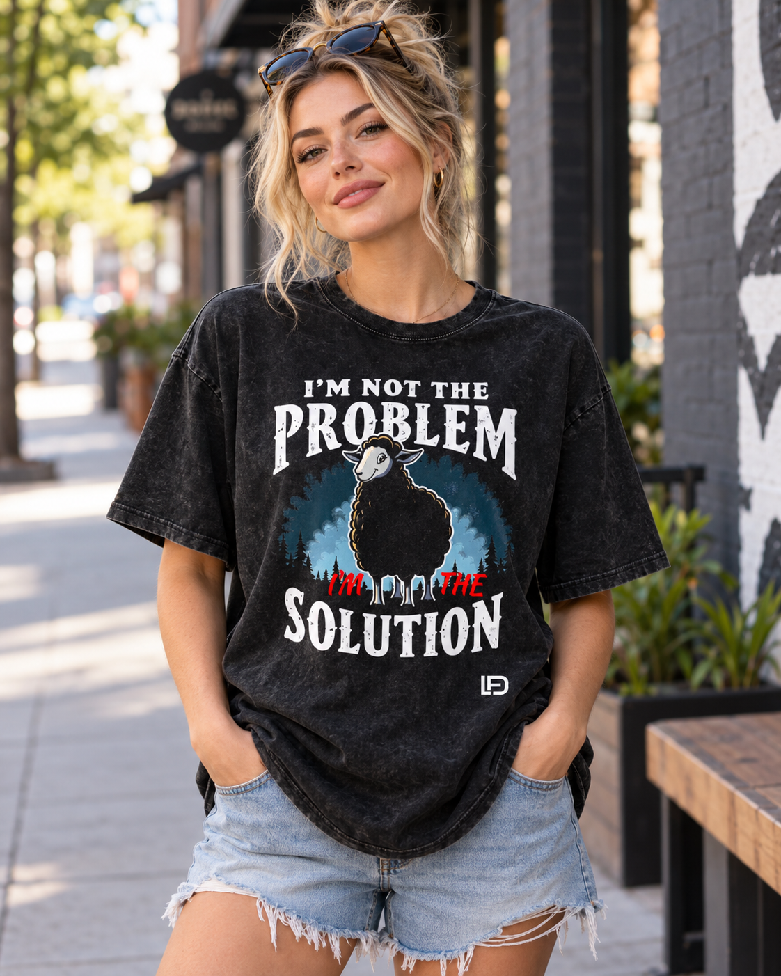 I'm Not the Problem I'm the Solution Snow Washed Oversized Cotton T-Shirt