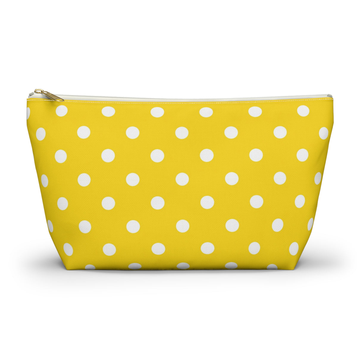 Yellow White Polka Dot Accessory Pouch | T-Bottom Cosmetic Bag