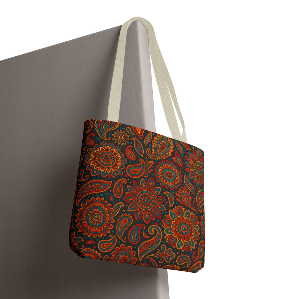 Boho Paisley Floral Pattern Tote Bag | Autumn Mandala All-Over Print