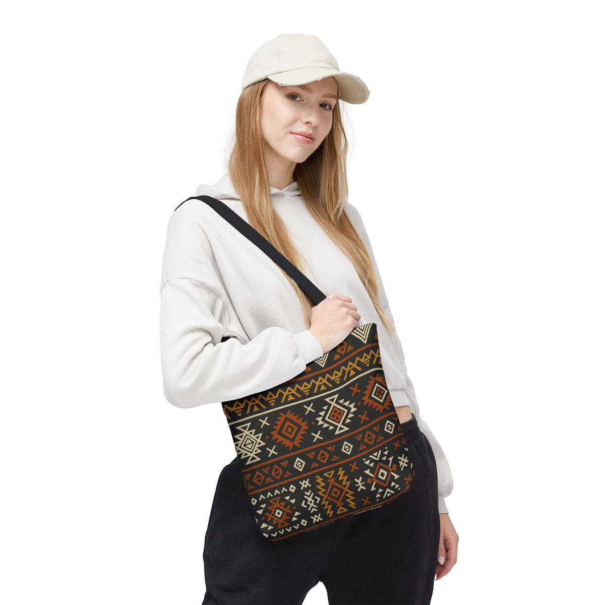 Southwestern Aztec Pattern Tote Bag | Tribal Geometric All-Over Print, Boho Chic Shoulder Bag, Ethnic Market Tote, Colorful Handbag,