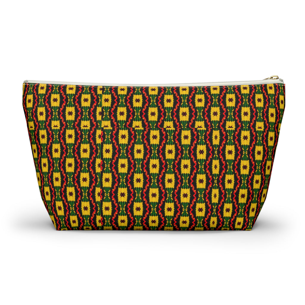 Geometric Aztec Pattern Accessory Pouch | T-Bottom Zip Cosmetic Bag