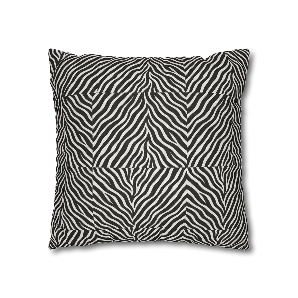 Black White Zebra Stripe Pillowcase | Animal Print Square Pillowcase