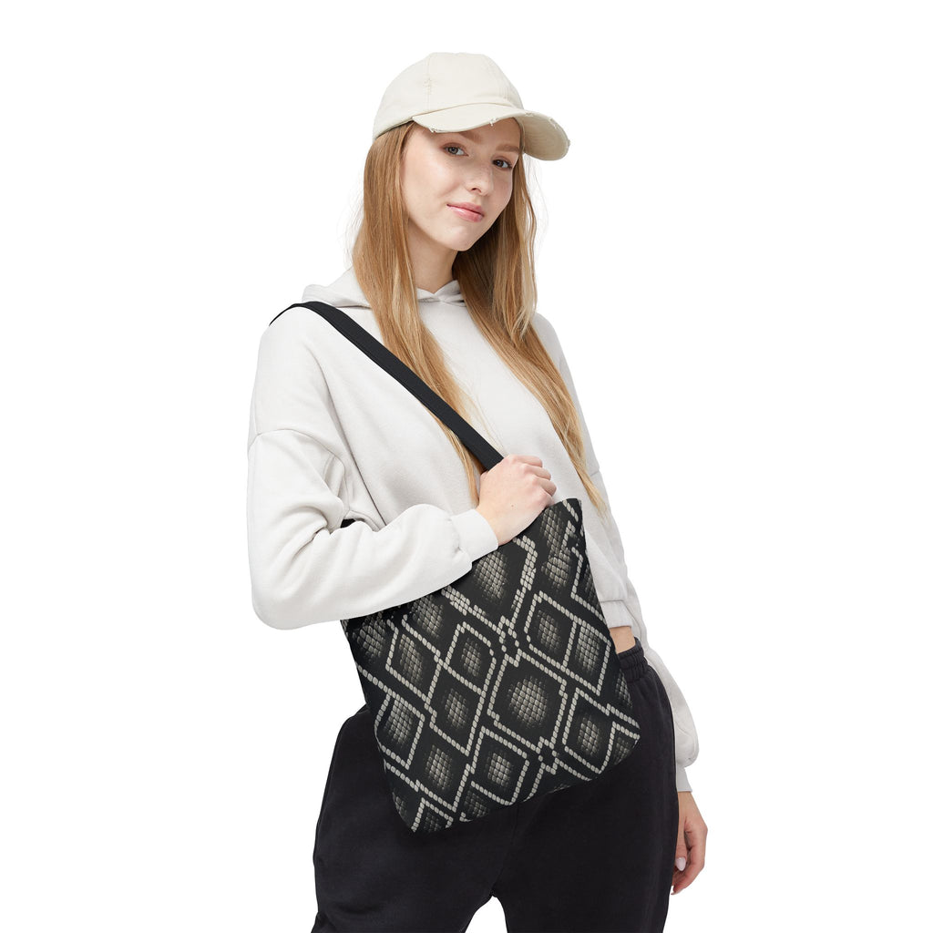 Black Snake Skin Pattern Tote Bag | All-Over Print Fashion Accessory