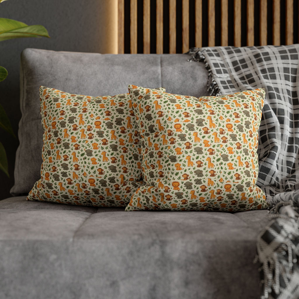 Autumn Woodland Animals Fox & Mushroom Spun Polyester Pillowcase, Fall Decor, Forest Creatures Cushion Cover, Woodland Nursery Accent,