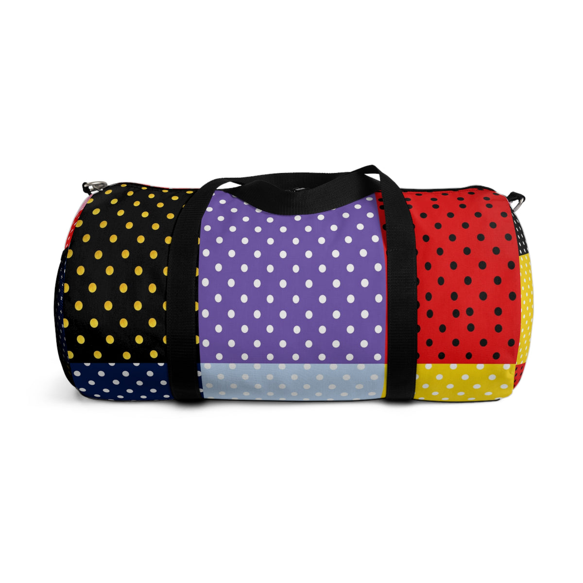 Polka Dot Patchwork Duffel Bag — Colorblock Travel & Gym Bag
