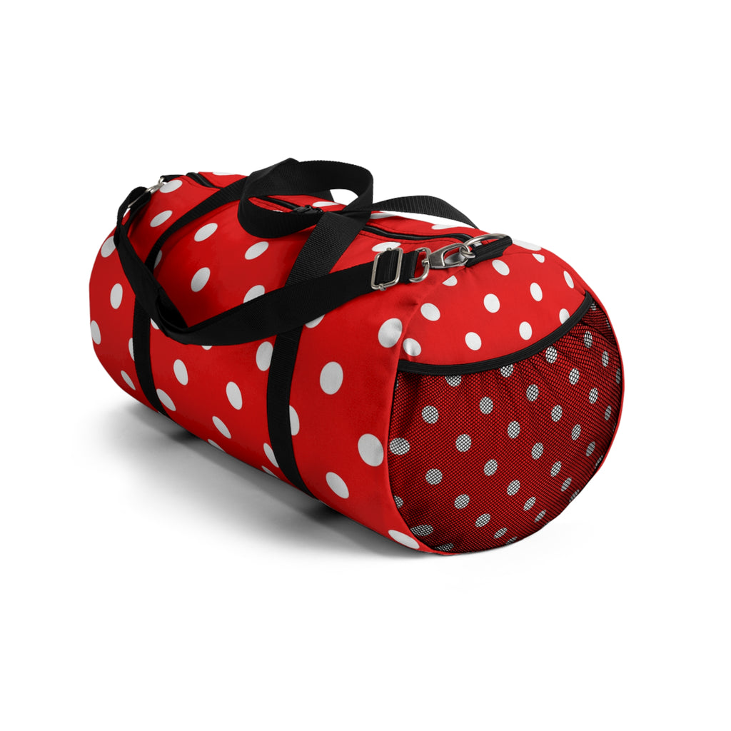 Red Polka Dot Duffel Bag – Retro Travel & Gym Tote