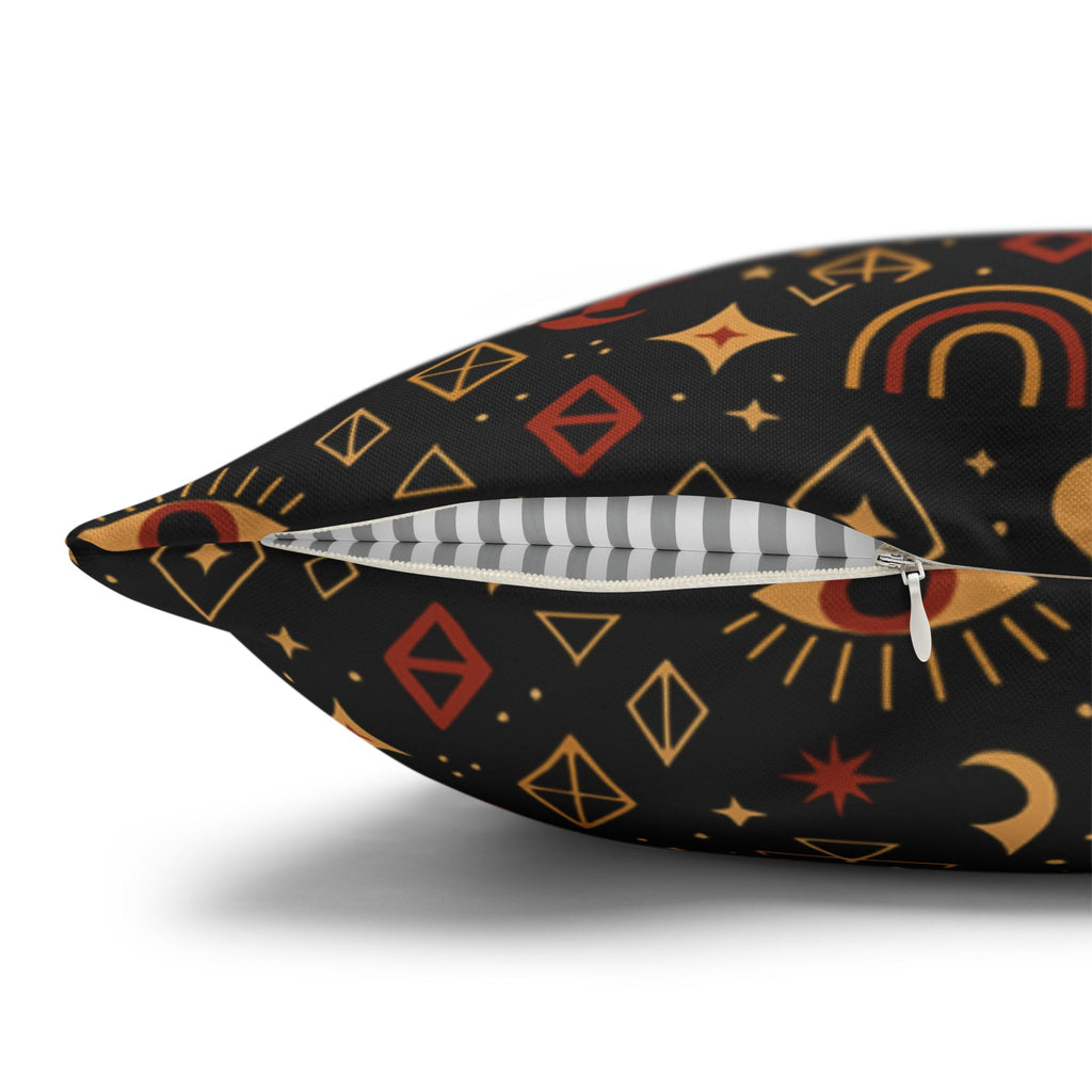 Mystic Eye Pattern Pillowcase | Boho Celestial Motif, Dark Autumn Colors