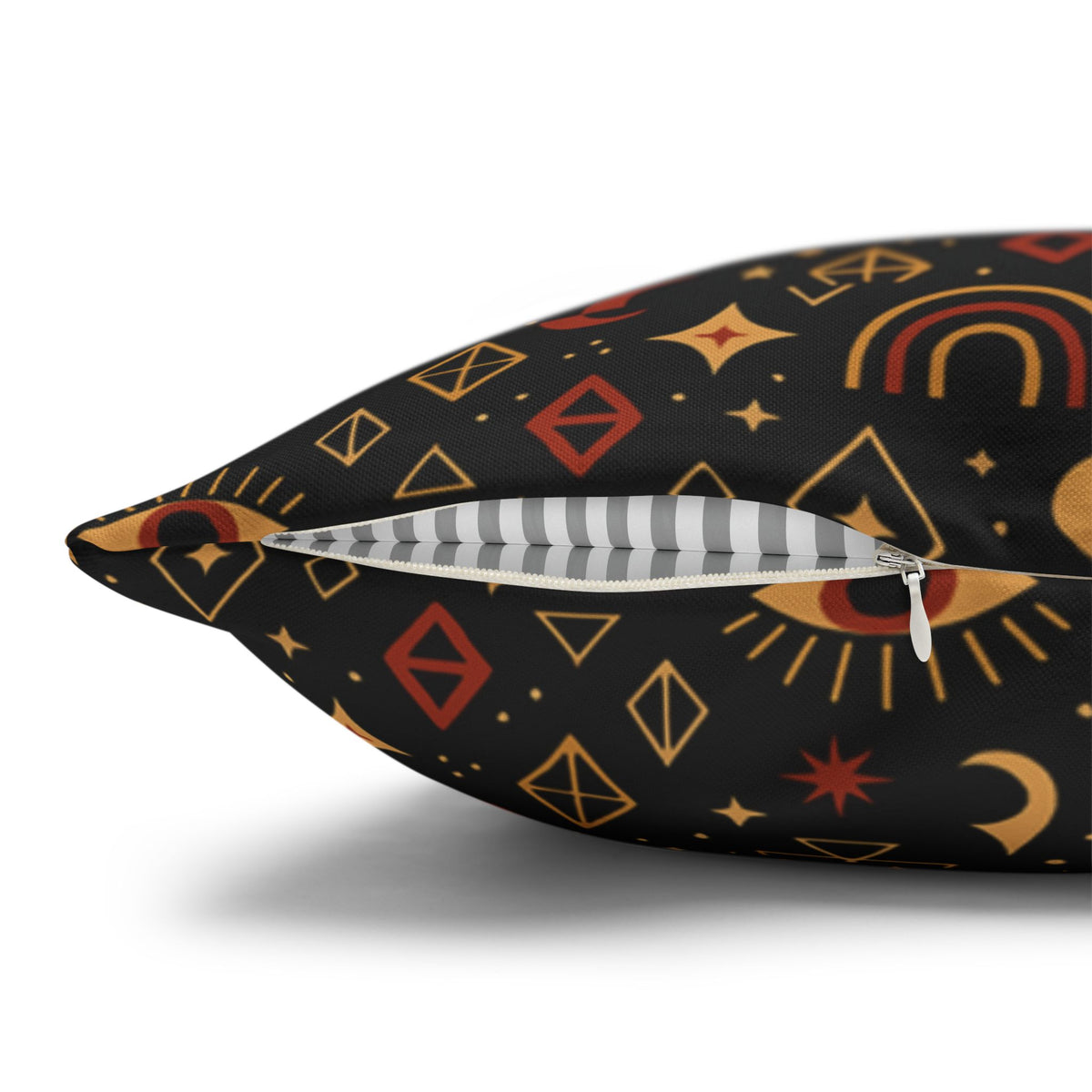 Mystic Eye Pattern Pillowcase | Boho Celestial Motif, Dark Autumn Colors