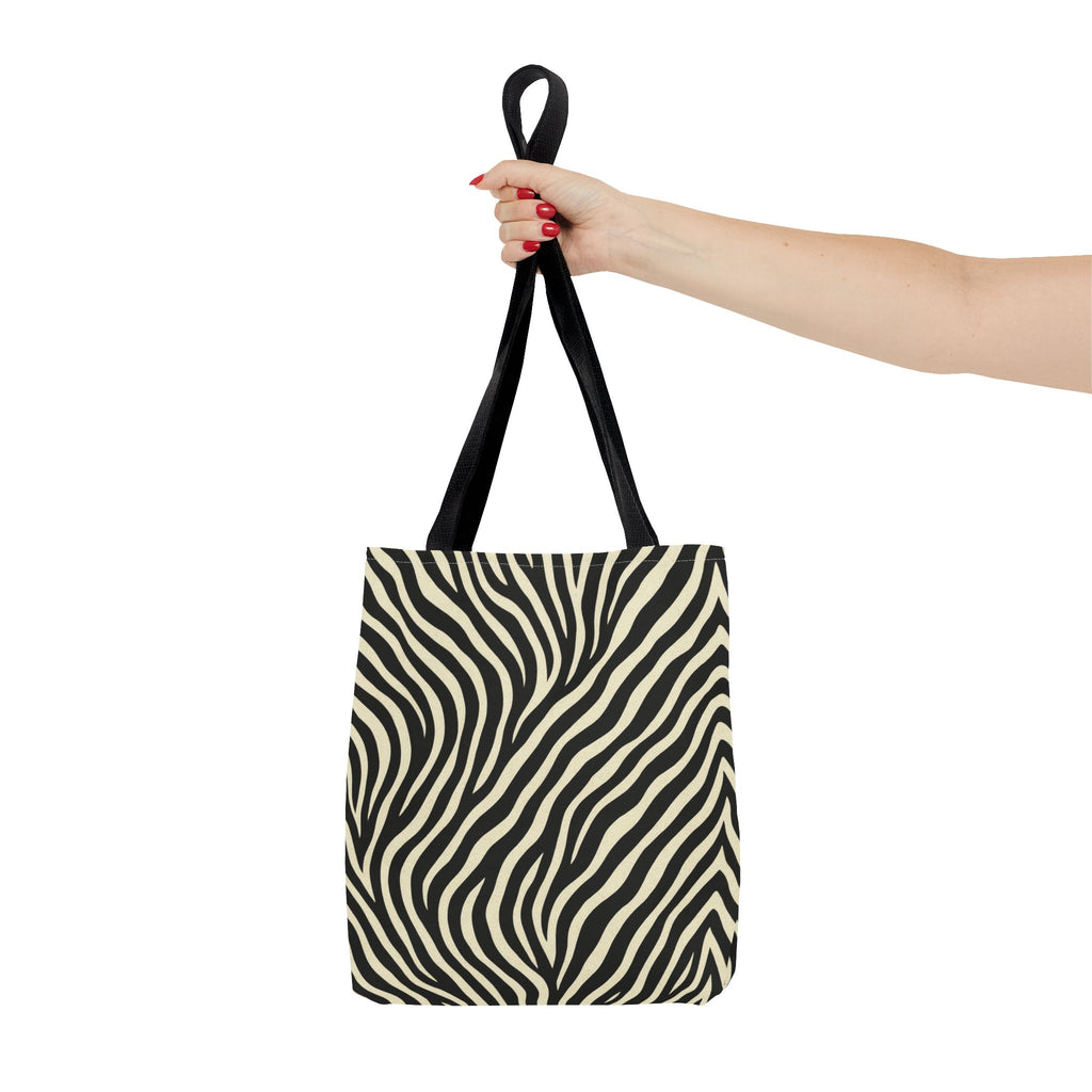 Zebra Stripe Pattern Tote Bag | Animal Print, Black White, All-Over Print