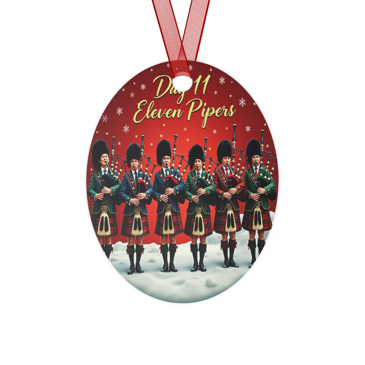 Metal Ornaments - Day 11 Eleven Pipers Pipipin Ornament, Christmas Tree Decoration, Holiday Gift, Festive Decor, Unique Holiday Keepsake
