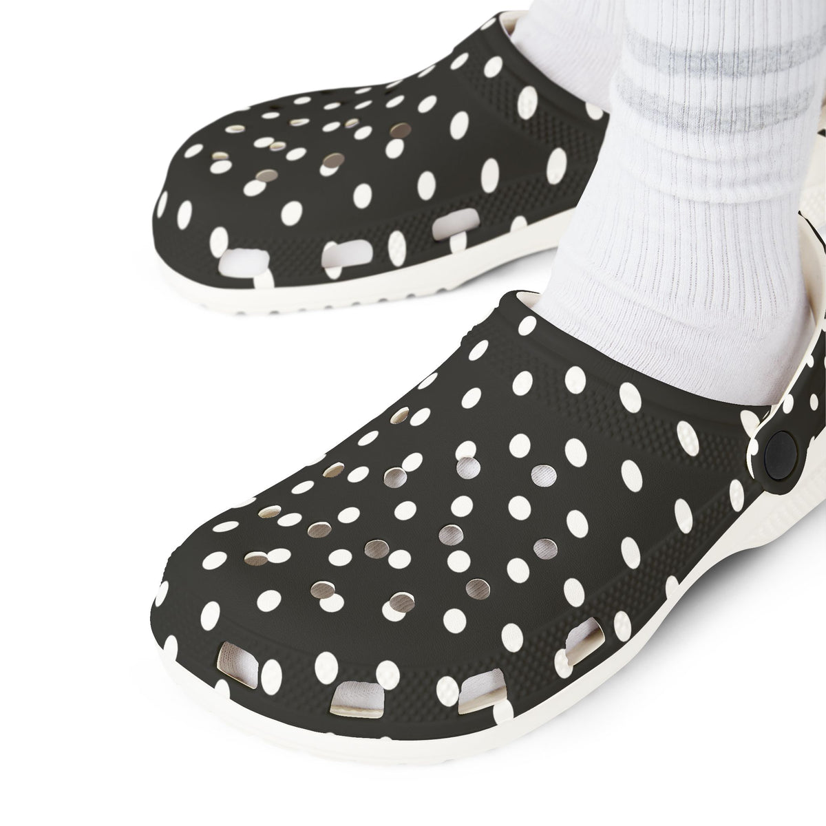 Black & White Polka Dot EVA Foam Clogs