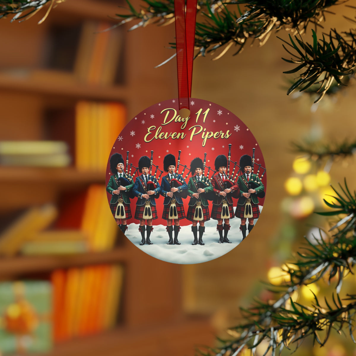 Metal Ornaments - Day 11 Eleven Pipers Pipipin Ornament, Christmas Tree Decoration, Holiday Gift, Festive Decor, Unique Holiday Keepsake