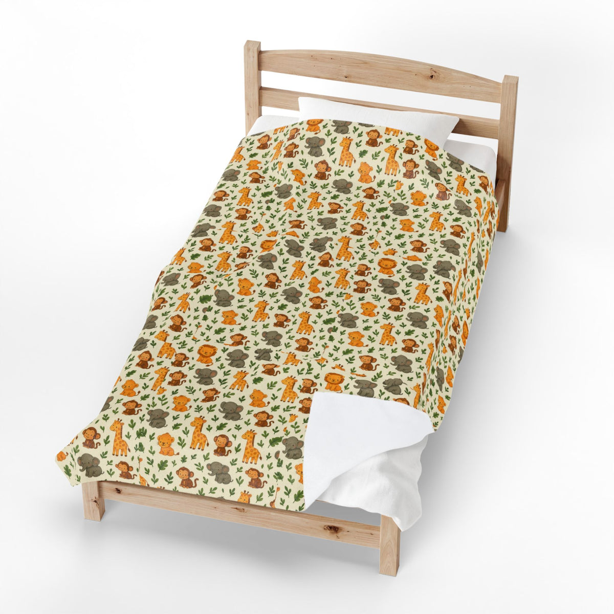 Autumn Woodland Animals Velveteen Plush Blanket | Fox & Mushroom Pattern