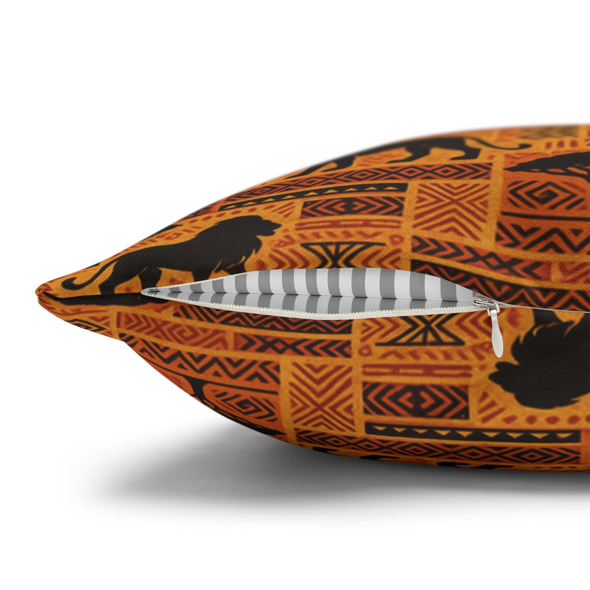 African Safari Pattern Pillowcase | Lion Silhouette Square Pillow