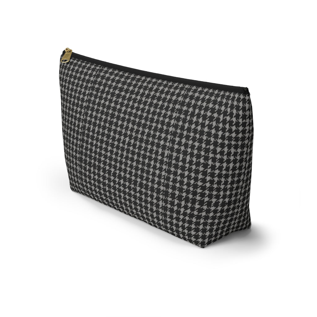 Gray Houndstooth Accessory Pouch