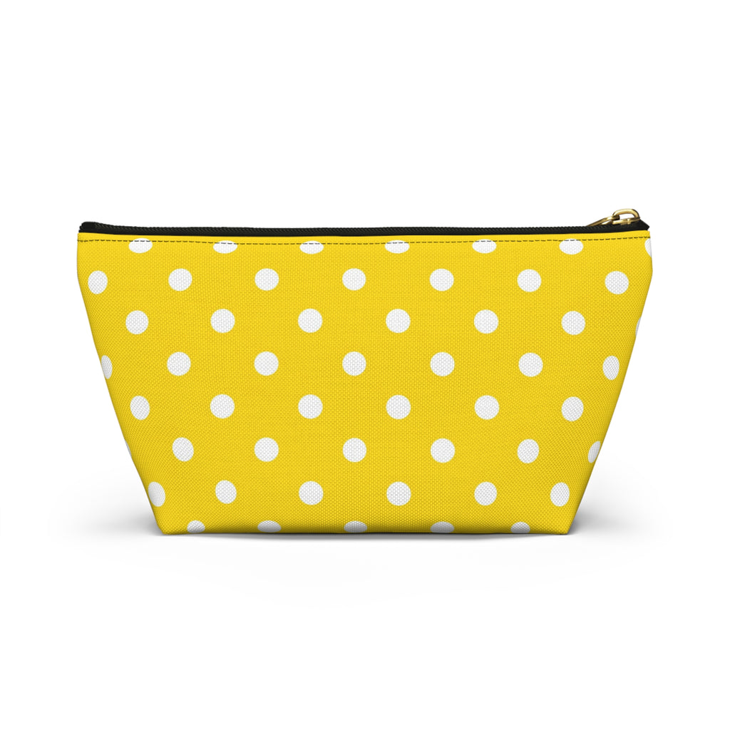 Yellow White Polka Dot Accessory Pouch | T-Bottom Cosmetic Bag