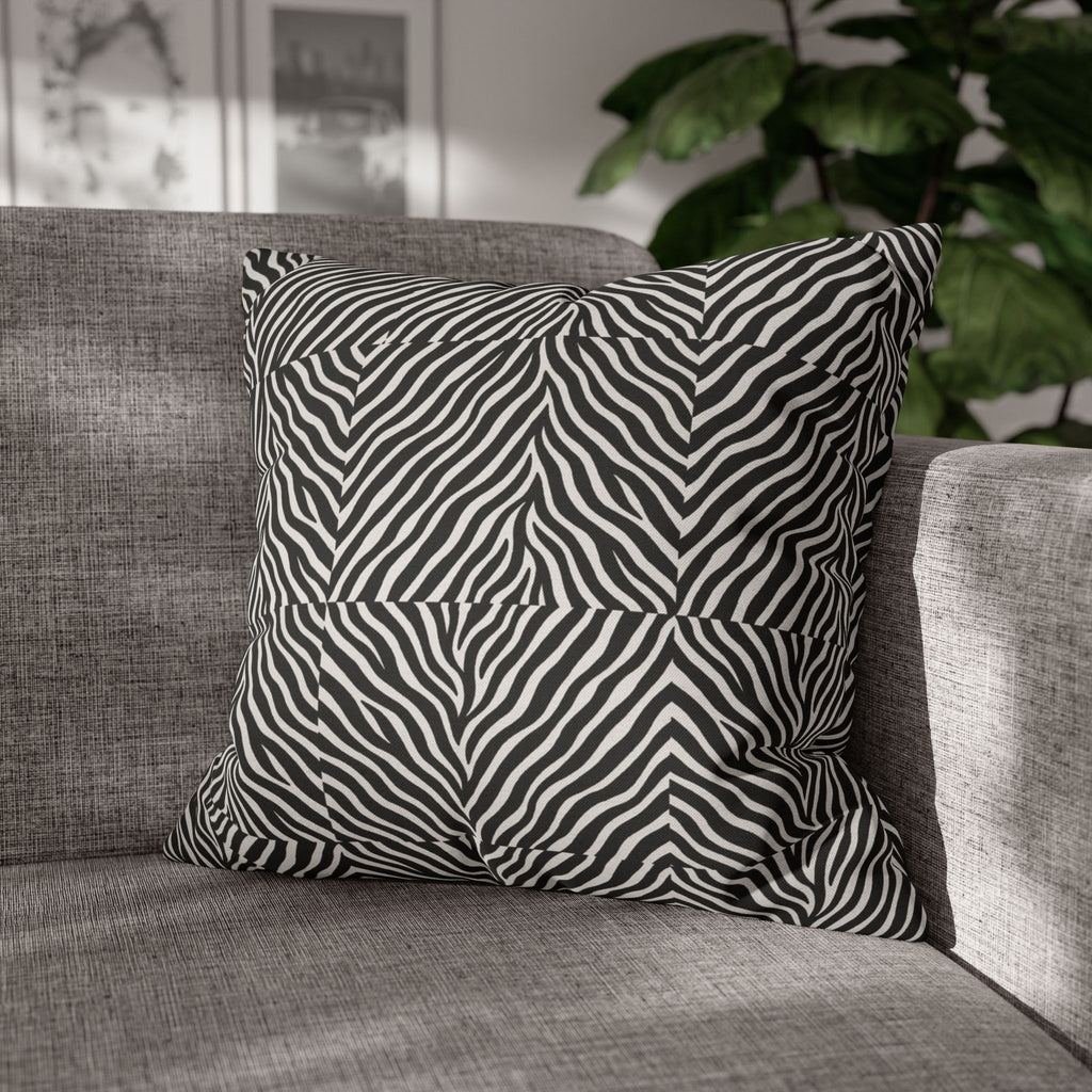 Black White Zebra Stripe Pillowcase | Animal Print Square Pillowcase