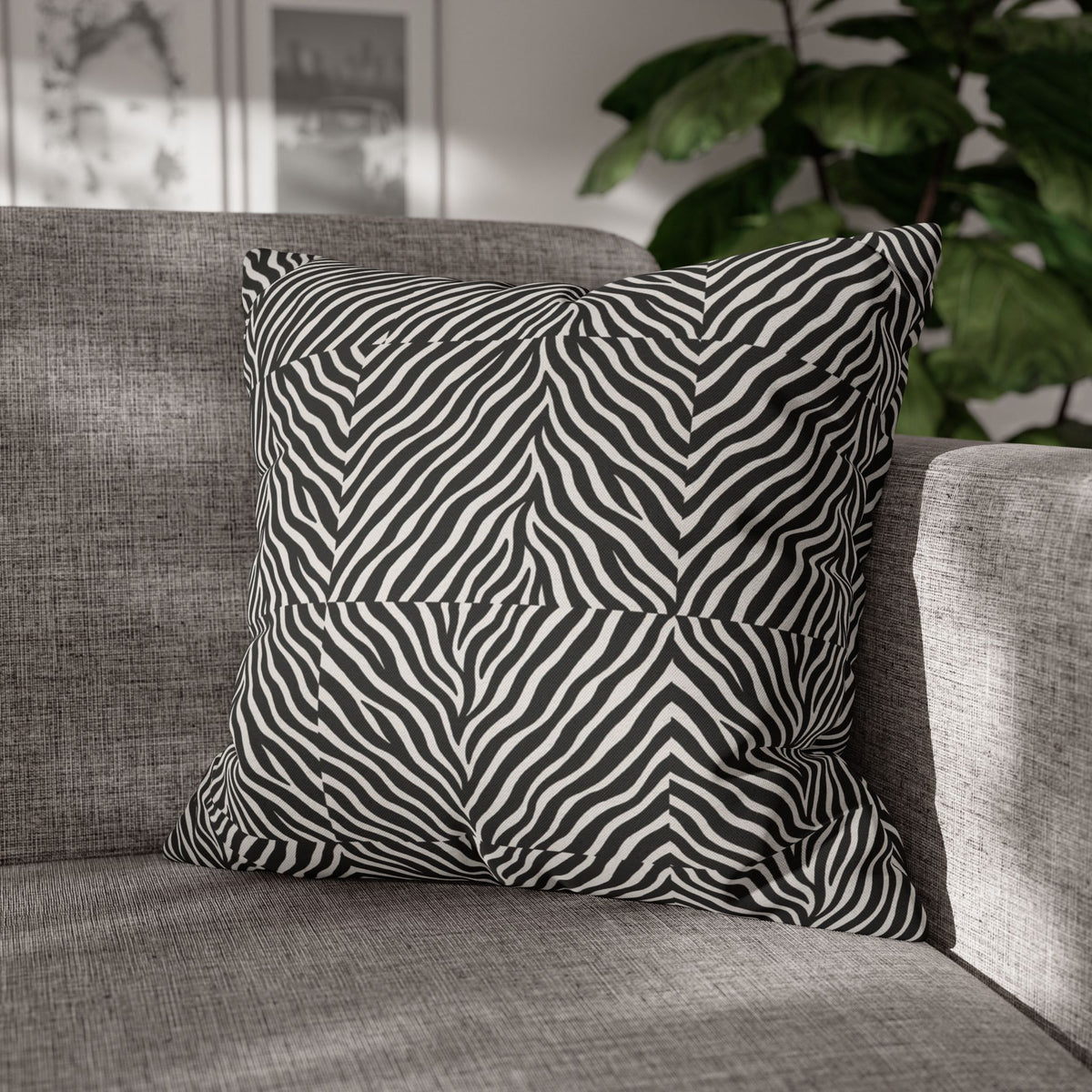 Black White Zebra Stripe Pillowcase | Animal Print Square Pillowcase