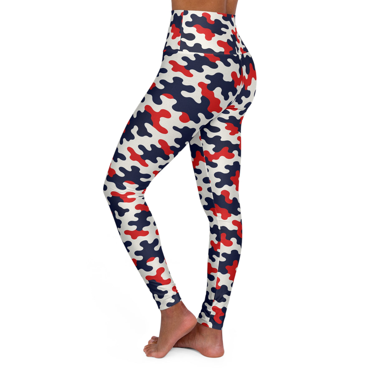 Red White Blue Camo Leggings High Waisted Yoga Leggings | All-Over Print