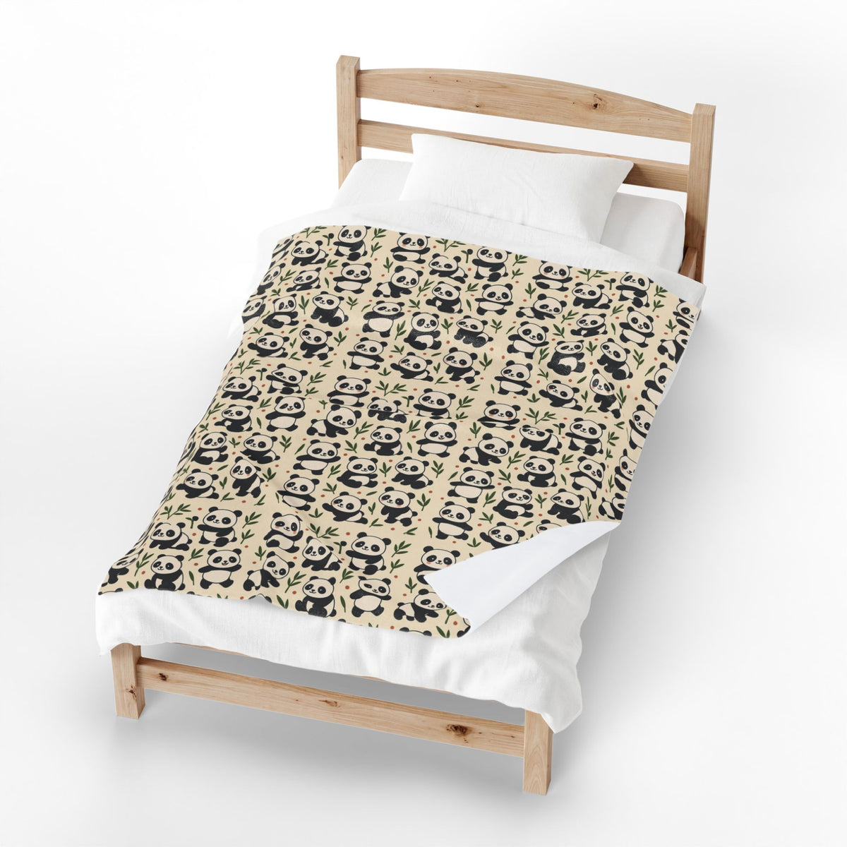 Panda Pattern Velveteen Plush Blanket | Cute Bamboo Bears, Repeating Design