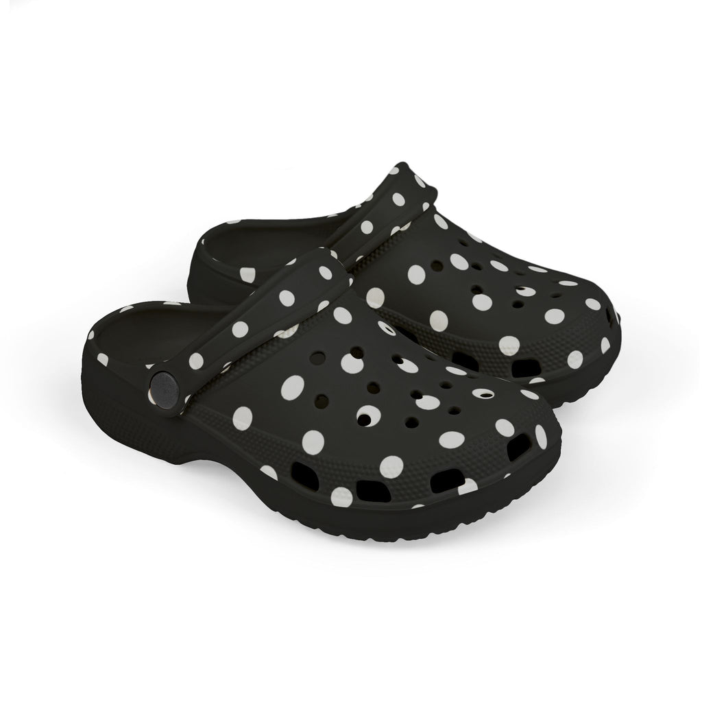 Kids Polka Dot EVA Foam Clogs – Black & White Comfort Slip-Ons