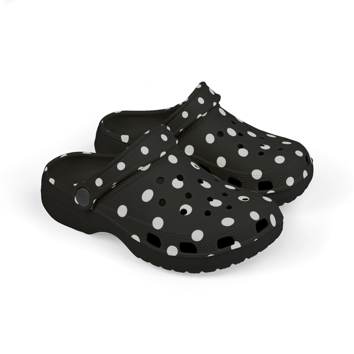 Kids Polka Dot EVA Foam Clogs – Black & White Comfort Slip-Ons