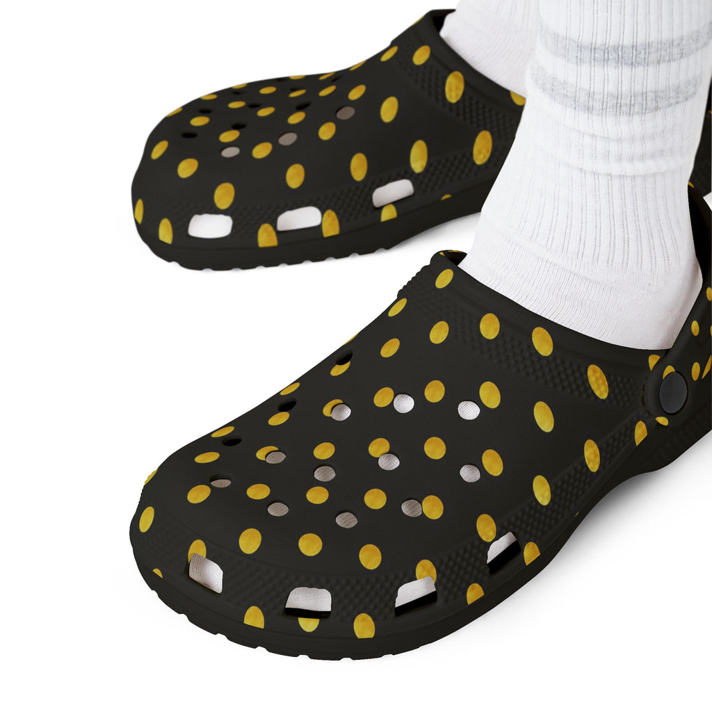 Black & Yellow Polka Dot EVA Foam Clogs