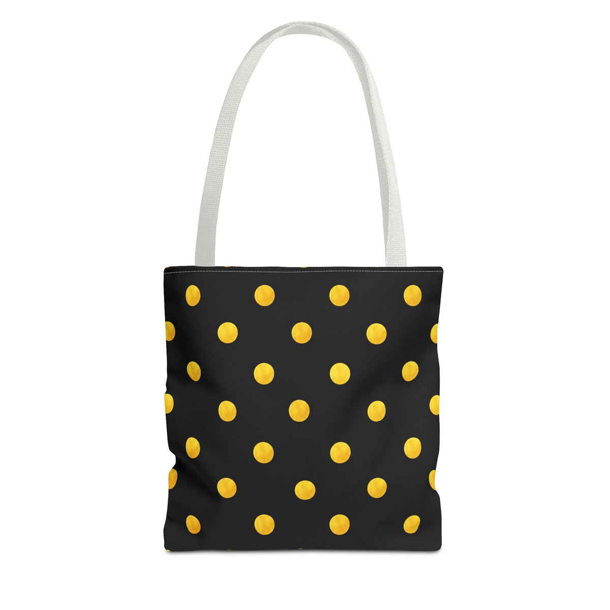 Gold Polka Dot Tote Bag | Black Background, Metallic Spot Pattern