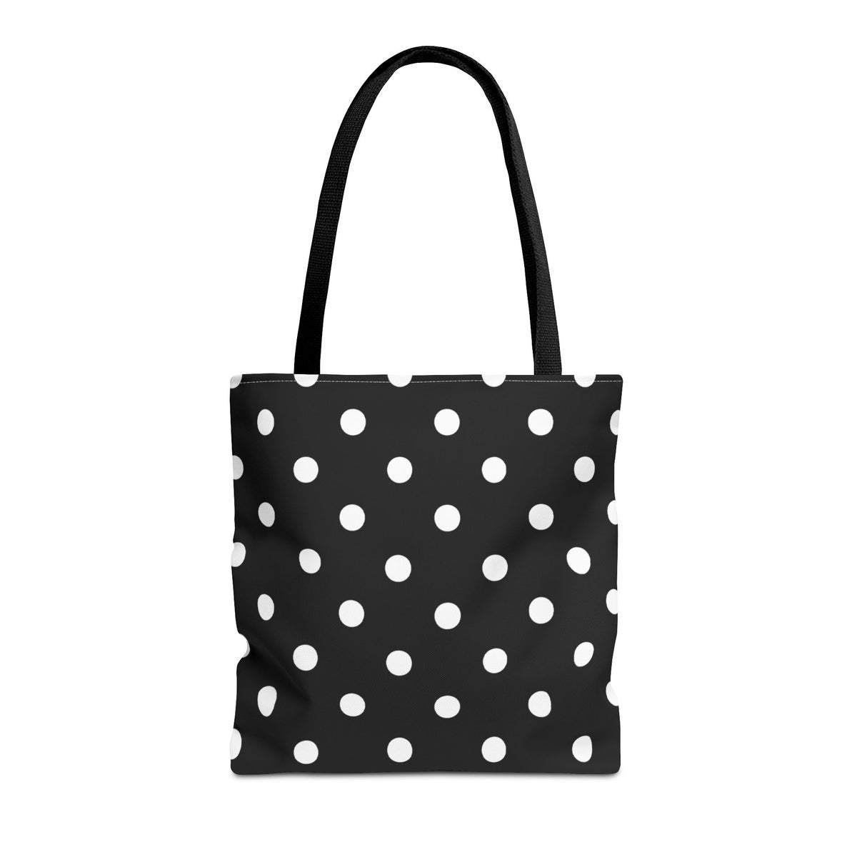 Black Polka Dot Tote Bag | White Dots on Black Background