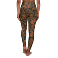 Autumn Paisley Print Leggings High Waisted Yoga Leggings | Brown Orange Patterned