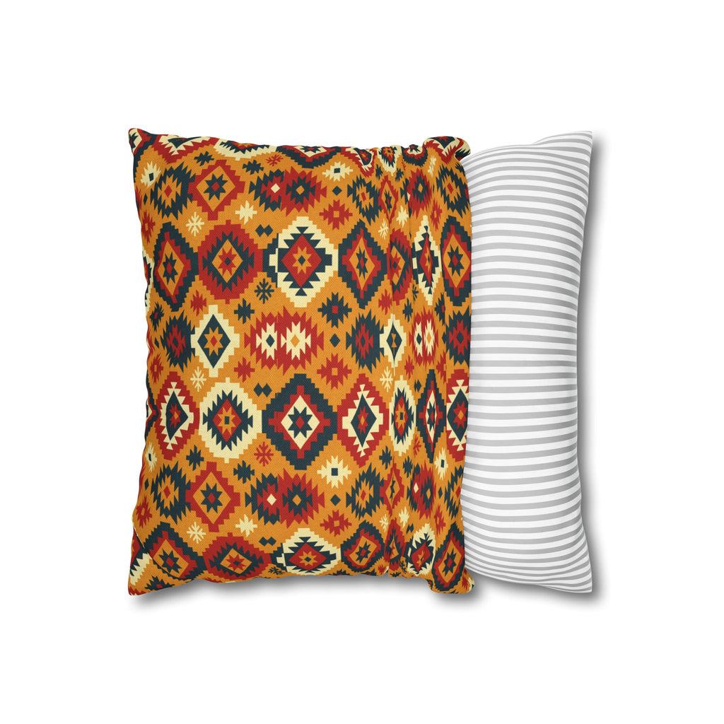 Southwestern Diamond Pattern Pillowcase | Aztec Geometric Throw Pillow, Decorative Cushion Cover, Boho Chic Home Decor, Gift for Her, Square