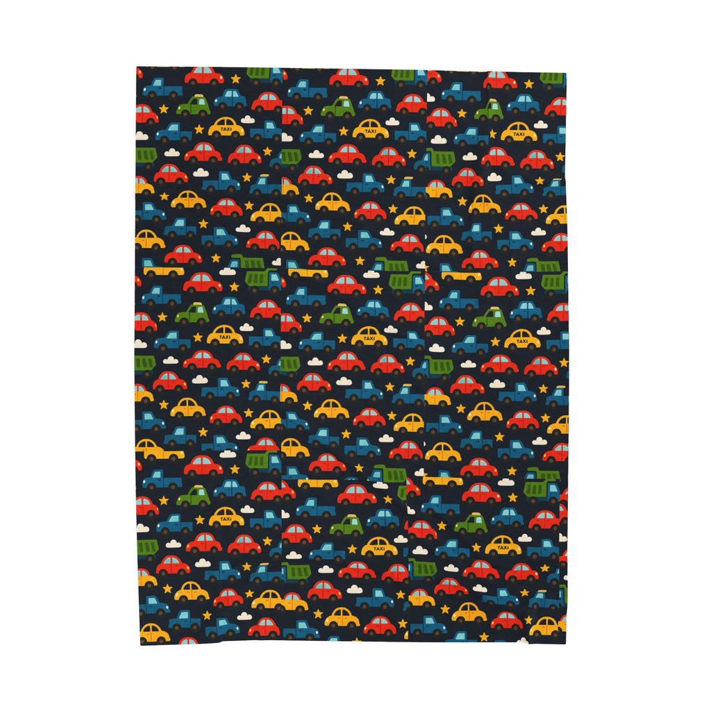 Colorful Cars Pattern Velveteen Plush Blanket | Kids Car Design, Cozy Throw