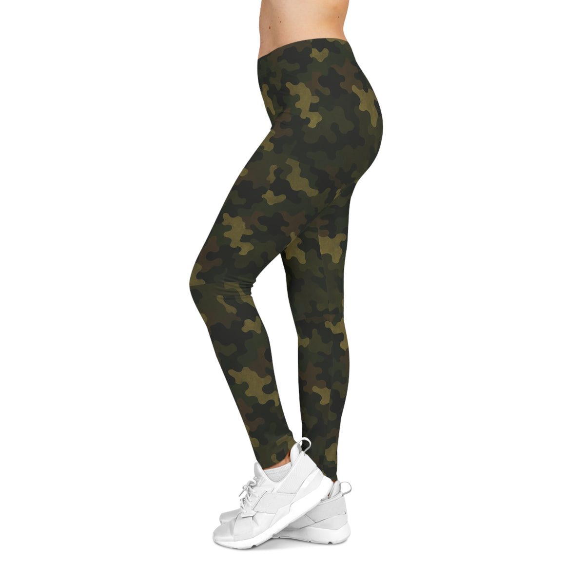 Green Camo Pattern Leggings | All-Over Print Camouflage Leggings