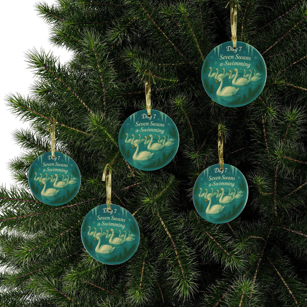 Seven Swans a-Swimming Ornament | Acrylic Christmas Tree Decoration | 12 Days of Christmas Ornament | Holiday Keepsake Gift & Festive Décor