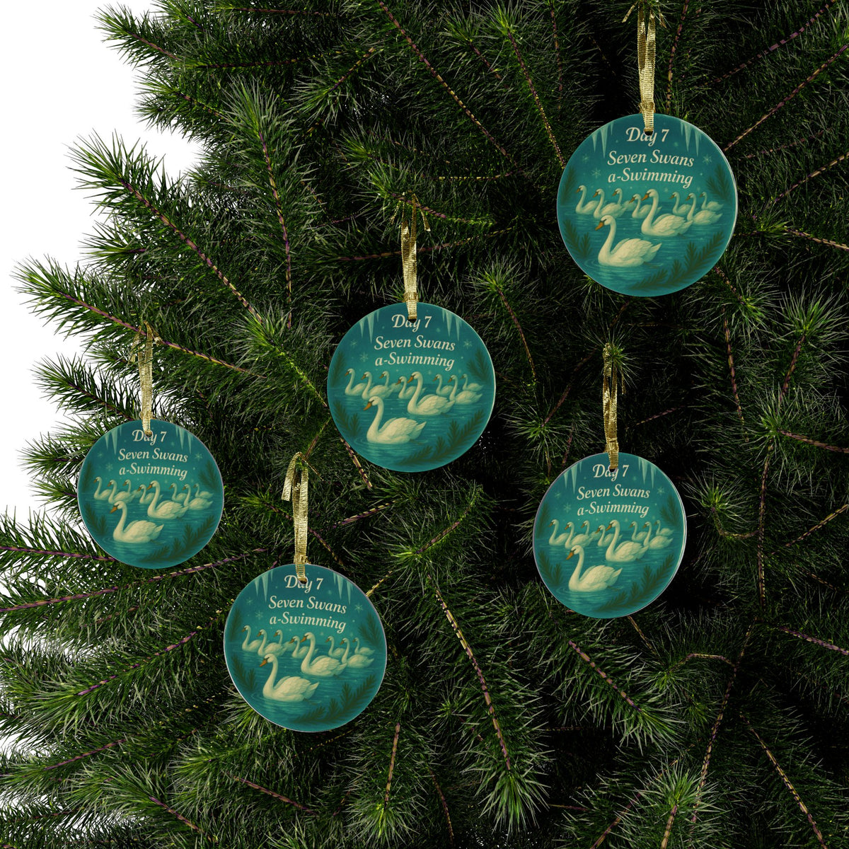 Seven Swans a-Swimming Ornament | Acrylic Christmas Tree Decoration | 12 Days of Christmas Ornament | Holiday Keepsake Gift & Festive Décor