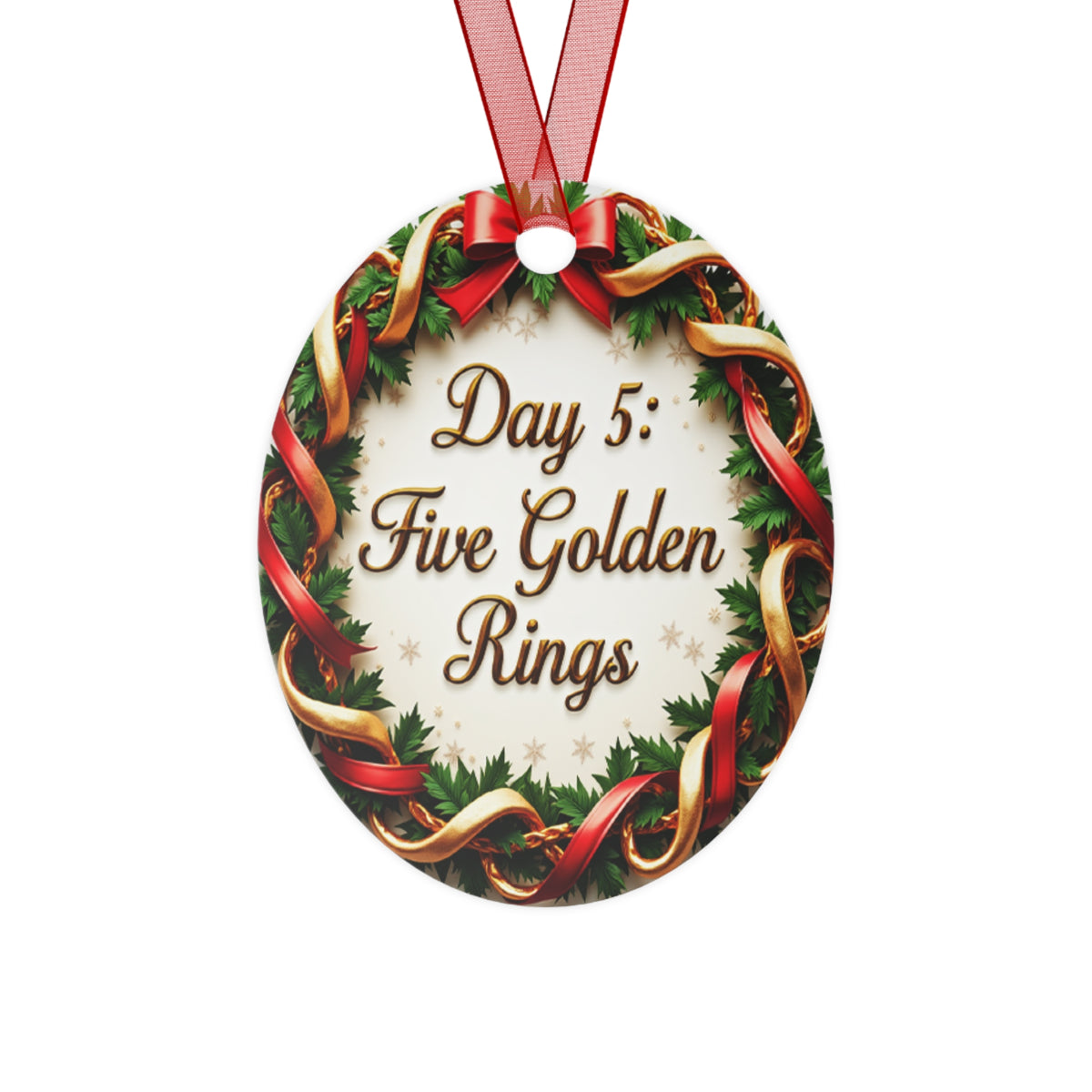 Christmas Ornament, Holiday Decor, Festive Home Decor, Tree Decoration, Metal Ornament Gift, Day 5: Five Golden Rings Ornament