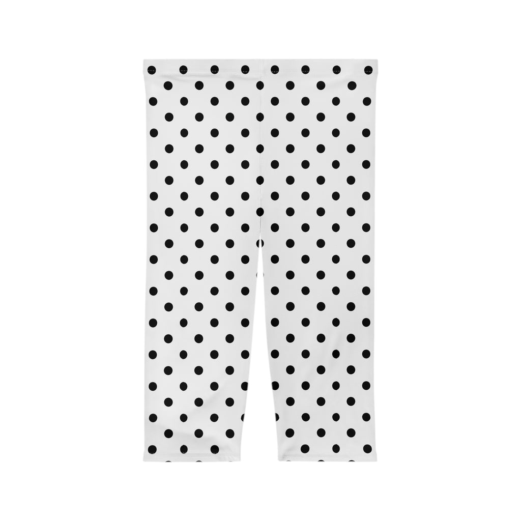 Black Polka Dot Capri Leggings | Women's Capri Leggings AOP