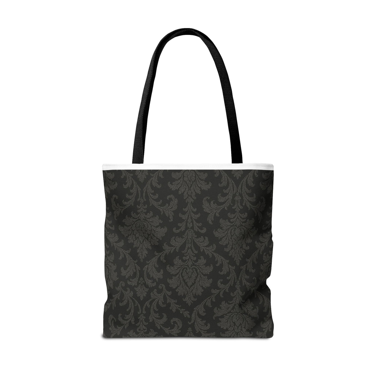 Dark Damask Pattern Tote Bag | Vintage Floral All-Over Print