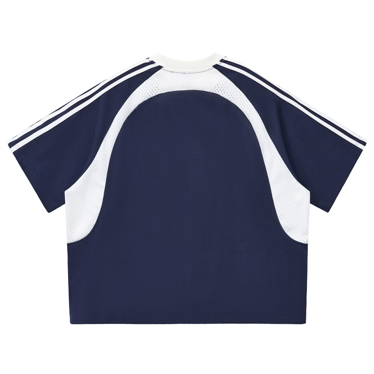 American Grown with Mexican Roots Contrast Stripes Panel Mesh T-Shirt