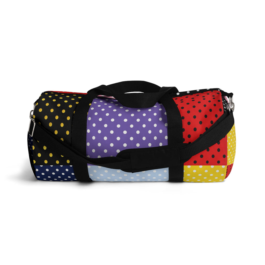 Polka Dot Patchwork Duffel Bag — Colorblock Travel & Gym Bag